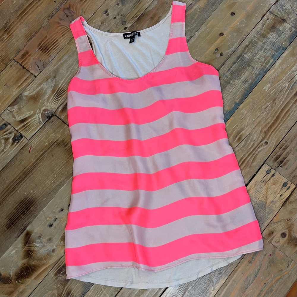 Hot Pink Stripped Express Tank Top | Size XS